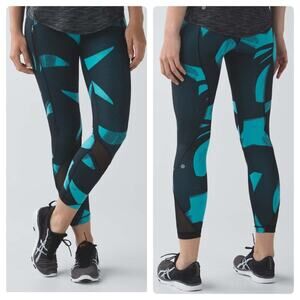 Lululemon Inspire Leggings Aqua Black Swirl
